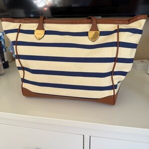 Lauren Ralph Lauren Striped Canvas Tote